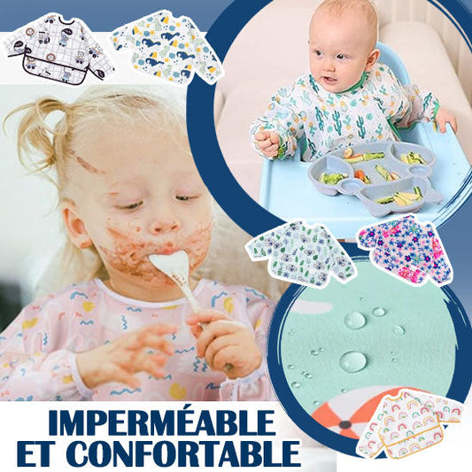 Bavoir bebe impermeable manches longues repas CozyCover — Velours Bébé
