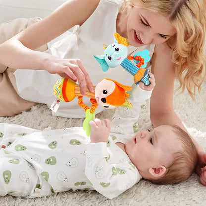 Hochet eveil bebe peluche coloree stimulation visuelle — Velours Bébé
