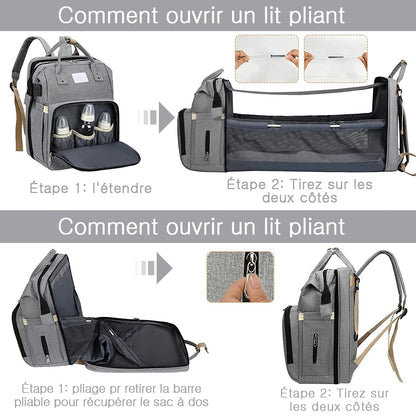Sac a langer a dos bebe maman comment l ouvrir— Velours Béb