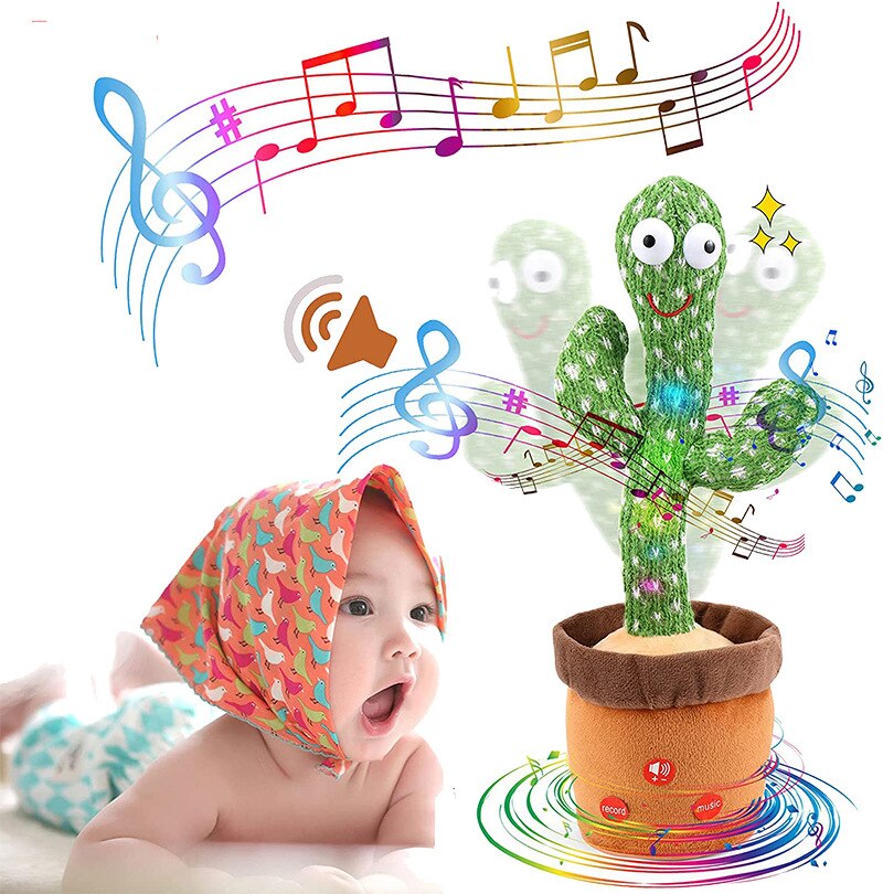 Jouet cactus dansant bebe musique lumiere interactif — Velours Bébé