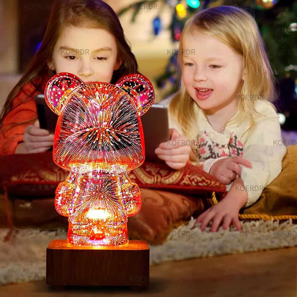Veilleuse bebe ours detail bouton tactile luminosite — Velours Bébé
