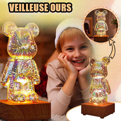Veilleuse nuit bebe ours lumiere coloree sommeil calme — Velours Bébé
