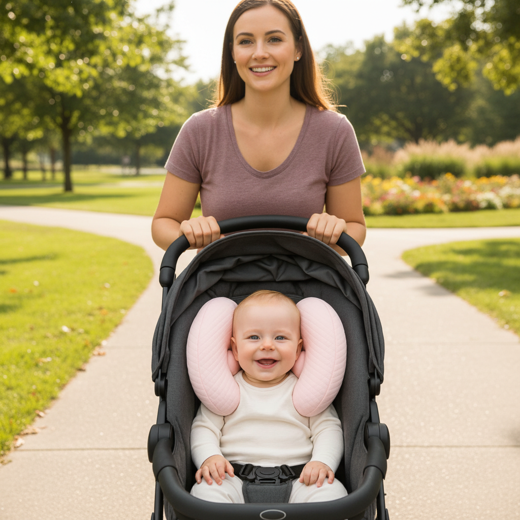 Bébé en poussette avec réducteur