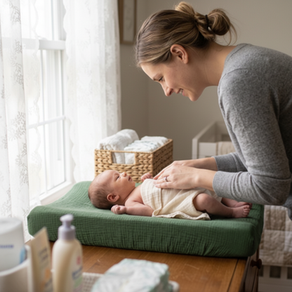 housse matelas langer verte maman bebe lumiere naturelle