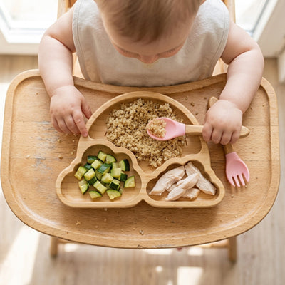 Vaisselle bébé ensemble bambou mouton assiette bol — Velours Bébé