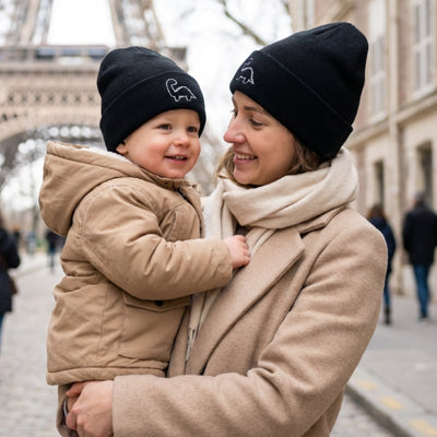 Bonnet bébé tricot dinosaure doux chaud hiver 1-3 ans — Velours Bébé
