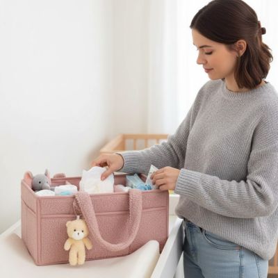 Panier rangement bébé organiseur peluche grande capacité — Velours Bébé