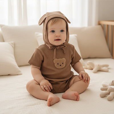 Pyjama bébé garçon motif ours patchwork coton doux — Velours Bébé