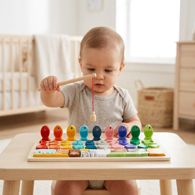 Puzzle bois Montessori bebe piece coloree chambre éclairée