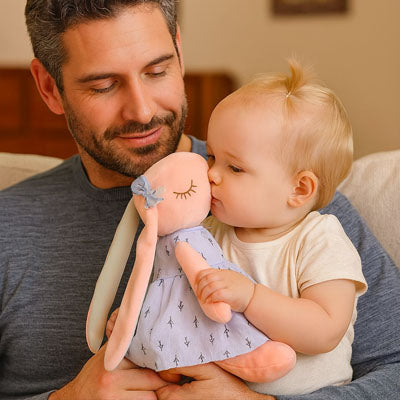 Peluche lapin velours doux bébé longues oreilles — Velours Bébé