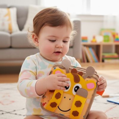 Livre bébé tissu girafe jouet voyage lavable machine — Velours Bébé