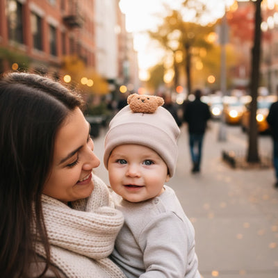 Bonnet bébé tricoté ours nouveau-né 0-6 mois hiver — Velours Bébé