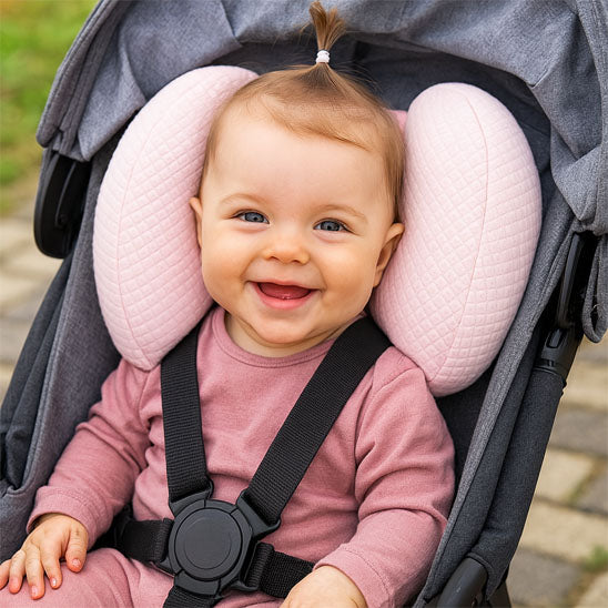 Cale-tête bébé velours doux siège auto voyage — Velours Bébé