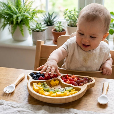 Vaisselle bébé bambou antidérapante ventouse — Velours Bébé