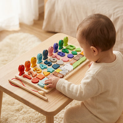 Puzzle bois Montessori bebe à dos piece coloree chambre