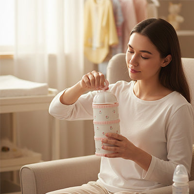 Boîte doseuse lait bébé 3 compartiments cadeau naissance — Velours Bébé