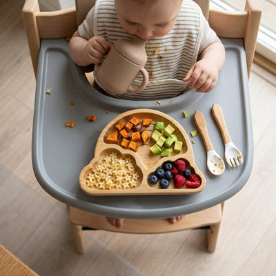 Vaisselle bébé bambou mouton cadeau naissance repas — Velours Bébé