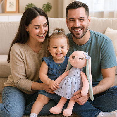 Peluche lapin doudou velours 0-36 mois compagnon — Velours Bébé