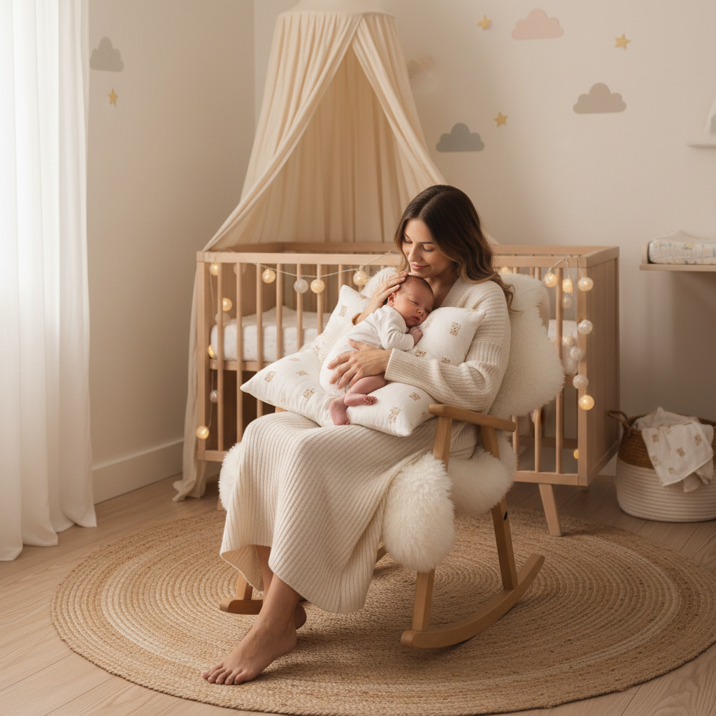 oreiller bebe blanc matelasse motif ours beige chambre decoree maman bebe