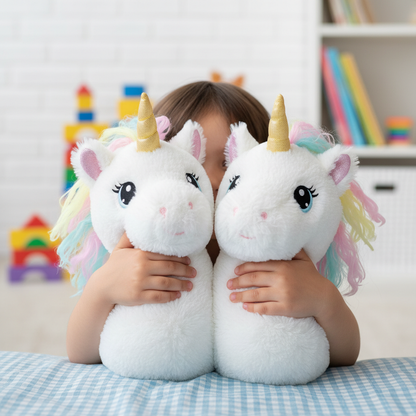 licorne peluche blanche kawaii gros plan yeux expressifs criniere pastel