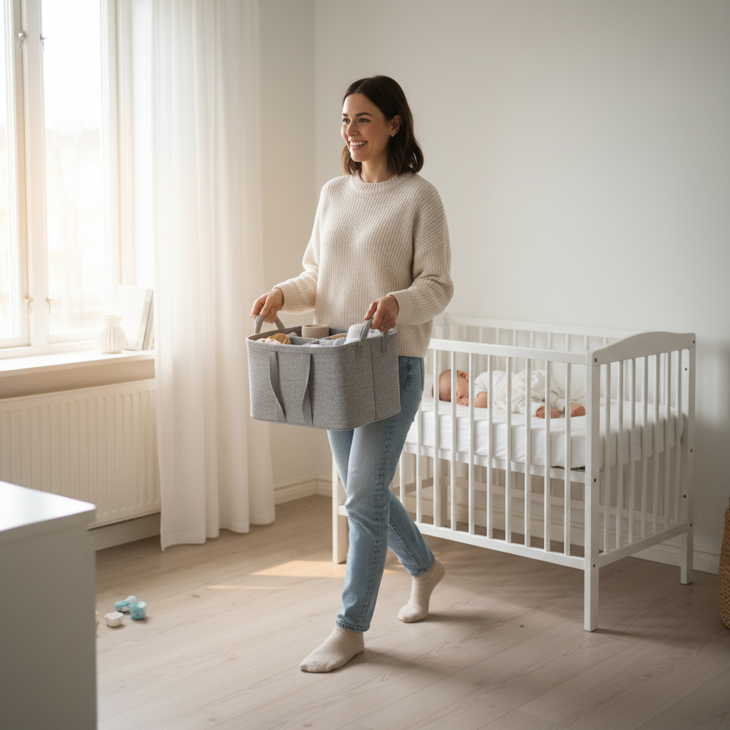 panier rangement bébé gris maman chambre scandinave